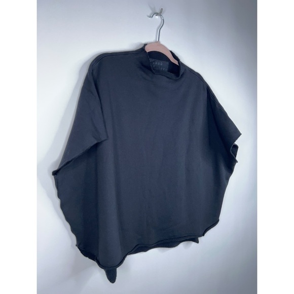 Frank & Eileen Audrey Funnel Neck Capelet Black Oversized Sweatshirt Fleece - Picture 2 of 10